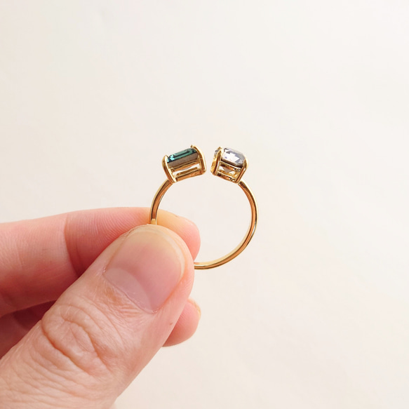 【サイズ調整可能／リング】フォークリング 指輪 大人カラー ニッケルフリー ゴールド モンタナ バミューダブルー 11枚目の画像