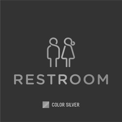 【賃貸でも】RESTROOM ドア サインステッカー │トイレ用 スタイリッシュアイコン 4色展開 4枚目の画像