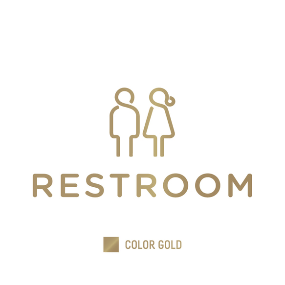 【賃貸でも】RESTROOM ドア サインステッカー │トイレ用 スタイリッシュアイコン 4色展開 3枚目の画像