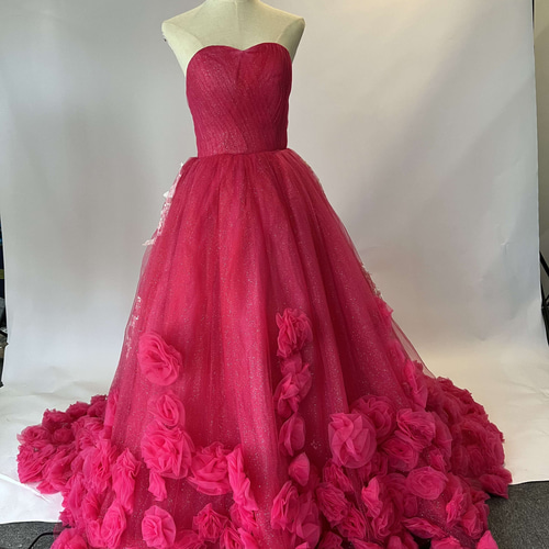 送料無料！ 抜群のおしゃれ見え キラキラチュール カラードレス  