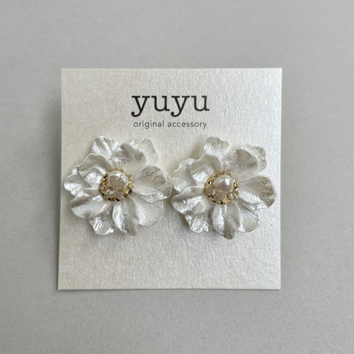 シフォンフラワーの2wayピアス/イヤリング ピアス（スタッド・一