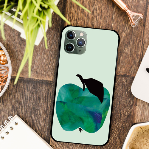 青いリンゴのイラスト iPhoneケース シンプル ユニーク インパクト 青い リンゴ の イラスト 北欧