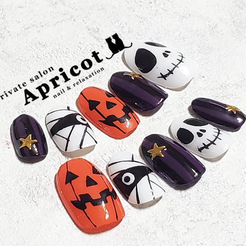 ジェルネイルチップ】A-149☆サイズ変更OK☆ハロウィンハンドネイル