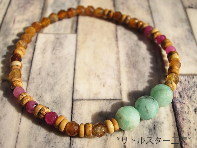 再販 コスモスシリーズ 天然石 ブレスレット エメラルド トルマリン ルビー ジャスパー 金属アレルギー 5月誕生石