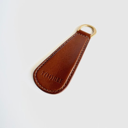 シューホーン【小】（靴べら）　革　イタリアンレザー　真鍮　経年変化　手縫い 3枚目の画像