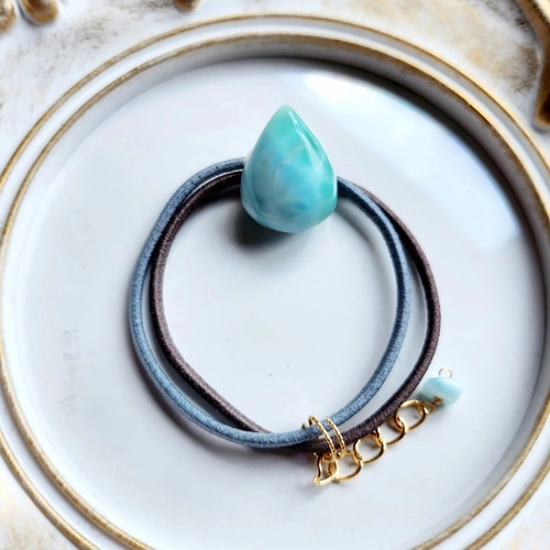 一点物】ラリマー の ヘアゴム⑥✩.*˚天然石×ヘアゴム 一点物