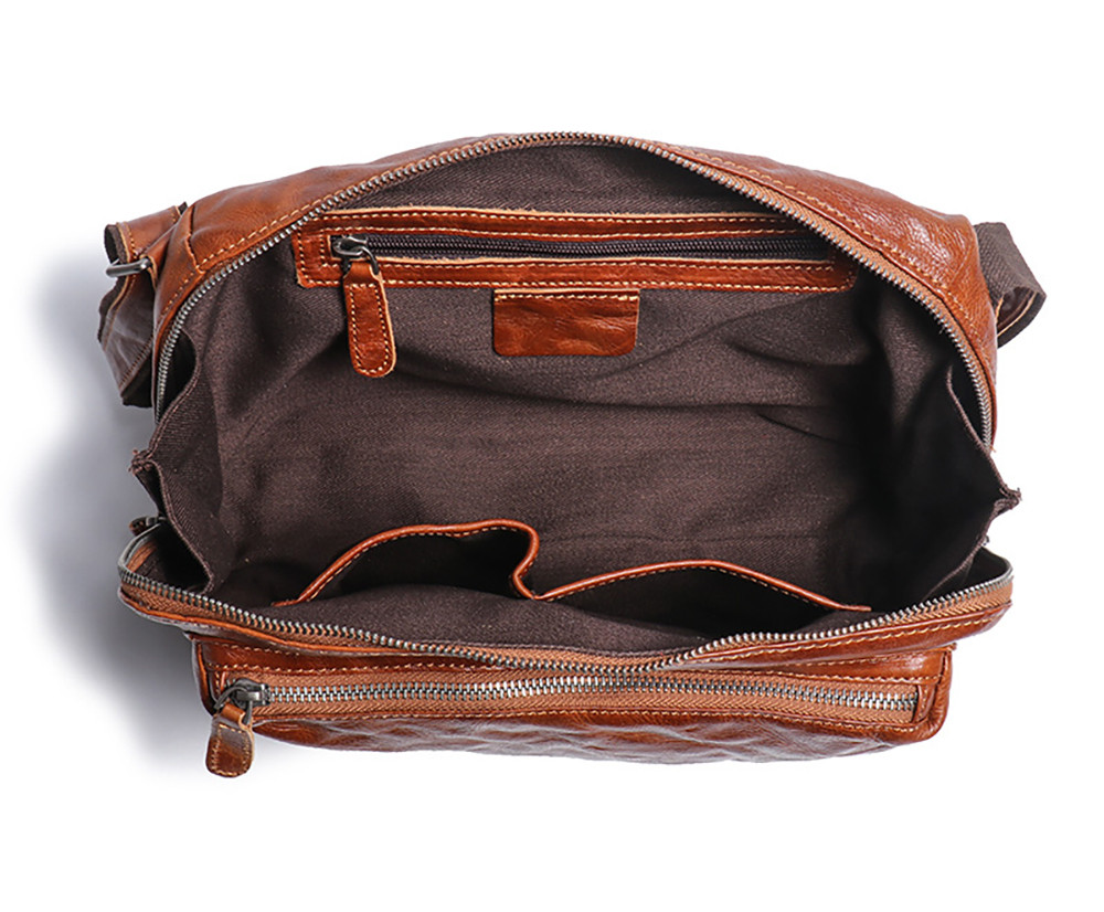 手作り大容量植物タンニン鞣し牛革のメッセンジャーバッグ
