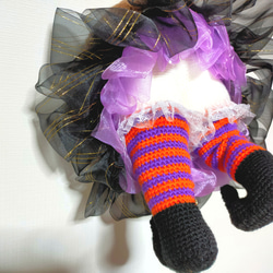 ハロウィン　リース　黒①　飾り　魔女　かぎ編み　編み物 2枚目の画像