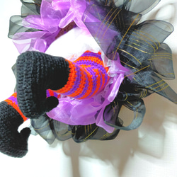 ハロウィン　リース　黒①　飾り　魔女　かぎ編み　編み物 3枚目の画像