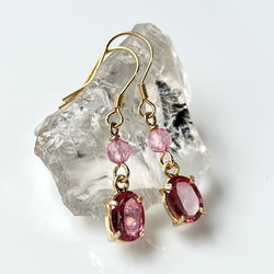 ピンクトパーズ ピアス ピアス（フック・チェーン） はな's works 通販