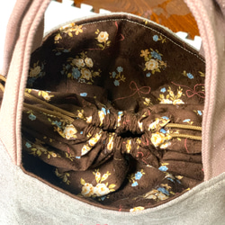 花束刺繍の巾着トートバッグ 6枚目の画像