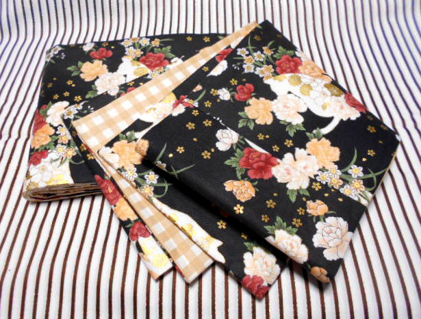 ●●お羊屋牡丹と猫百花繚乱柄半幅帯新品リバ長尺新品