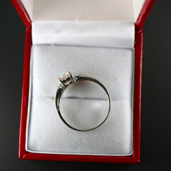 ホワイト ゴールド 英国 トパーズ ダイアモンド ビンテージ ヴィンテージ 指輪 リング 375 レディース J135 7枚目の画像