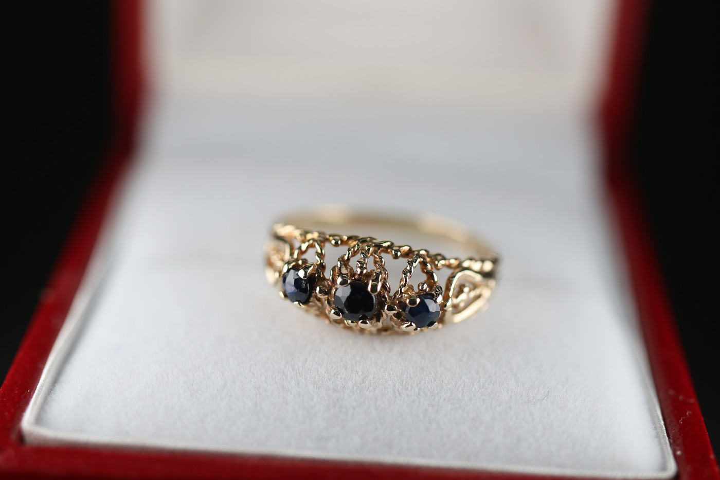 傑作 ゴールド 英国 サファイア ビンテージ ヴィンテージ 指輪 リング 375 ジュエリー レディース J136
