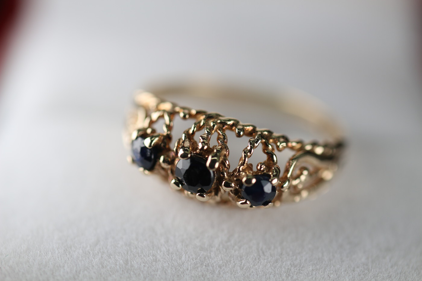 傑作 ゴールド 英国 サファイア ビンテージ ヴィンテージ 指輪 リング 375 ジュエリー レディース J136