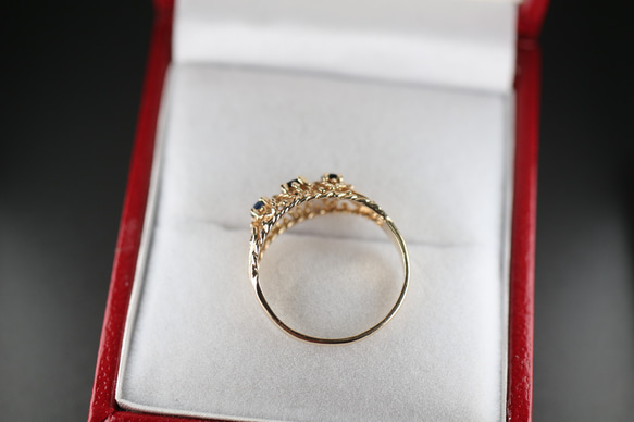 傑作 ゴールド 英国 サファイア ビンテージ ヴィンテージ 指輪 リング 375 ジュエリー レディース J136 5枚目の画像