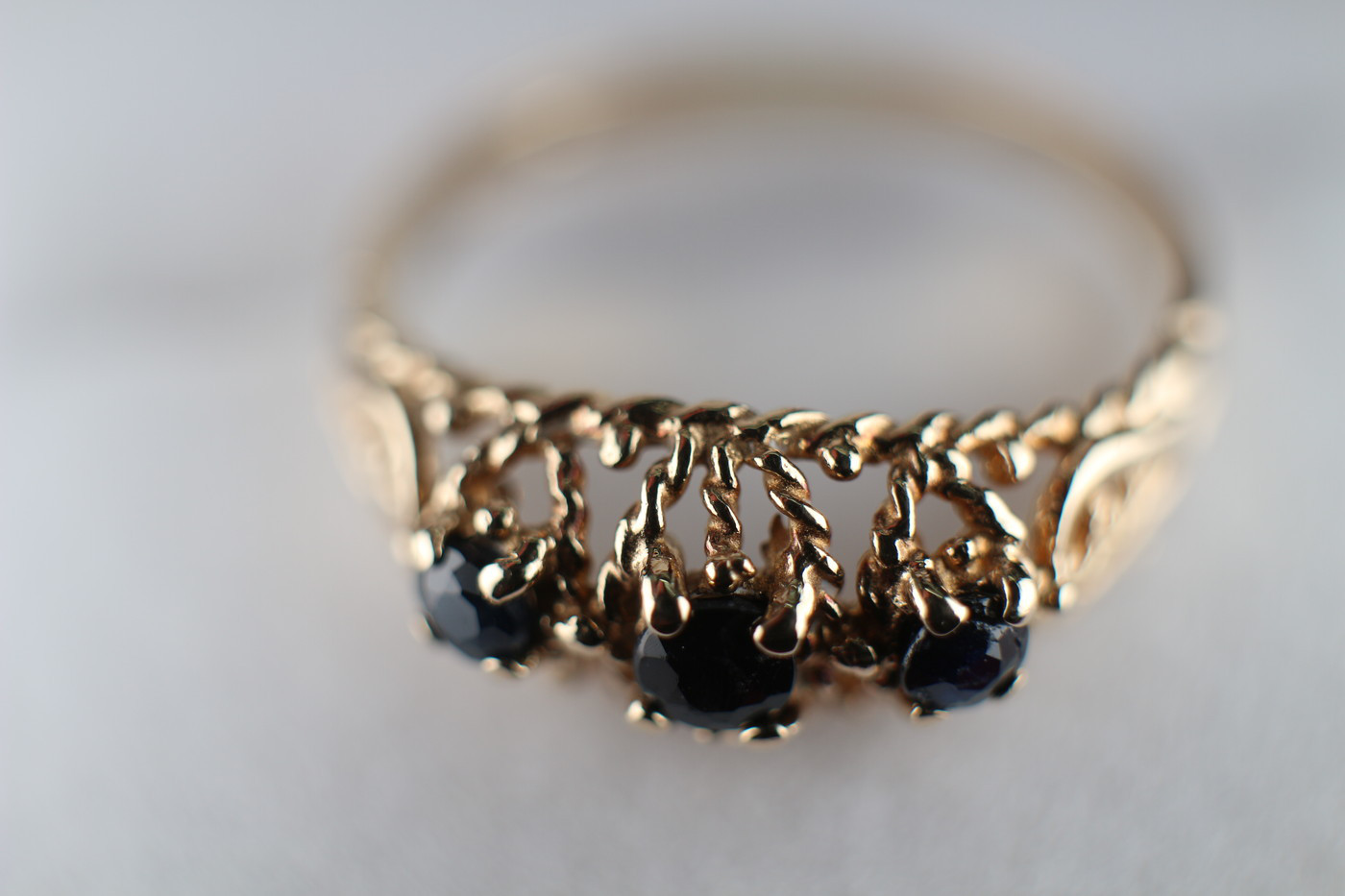 傑作 ゴールド 英国 サファイア ビンテージ ヴィンテージ 指輪 リング 375 ジュエリー レディース J136