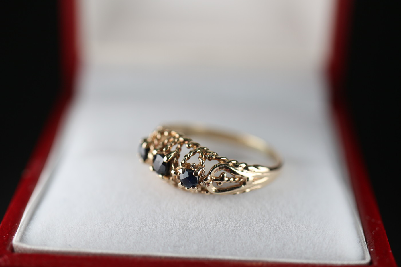 傑作 ゴールド 英国 サファイア ビンテージ ヴィンテージ 指輪 リング 375 ジュエリー レディース J136