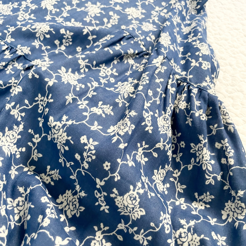 ダブルガーゼ☆ ぽわん袖ギャザーワンピース つる花柄