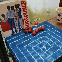 インディゴ絞り染め草染めテーブルクロスインディゴブループレースマット両面断熱パッドナプキン写真小道具 3枚目の画像