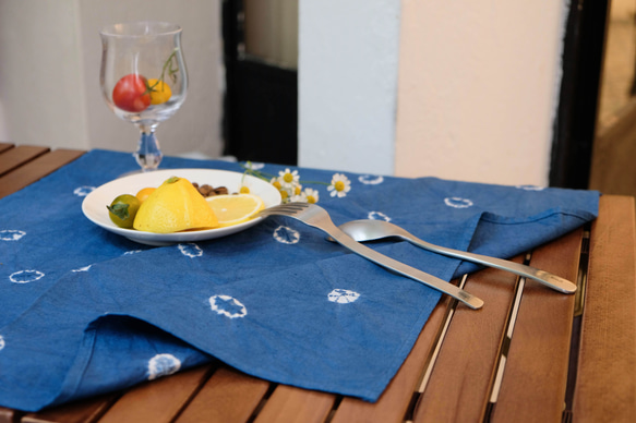 藍染紮染草木染桌布 indigo藍 餐墊雙面隔熱墊餐巾拍照道具小桌布 第10張的照片
