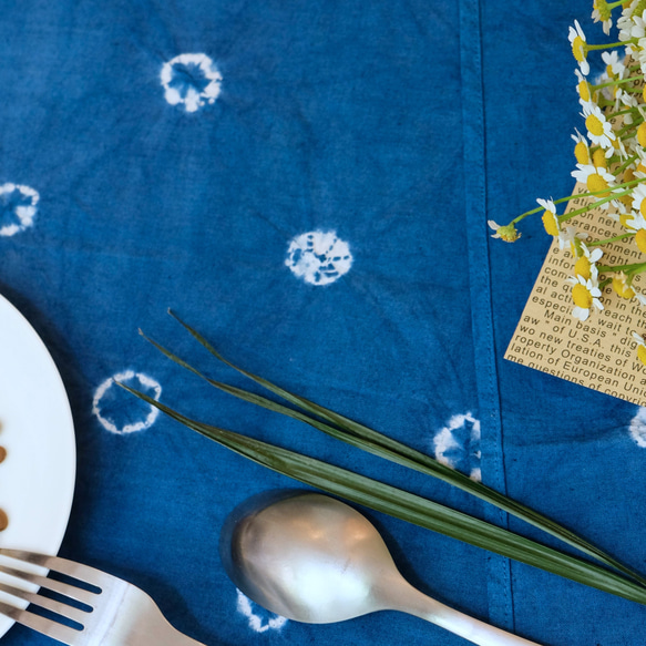 藍染紮染草木染桌布 indigo藍 餐墊雙面隔熱墊餐巾拍照道具小桌布 第6張的照片