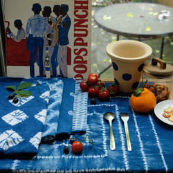 藍染紮染草木染桌布 indigo藍 餐墊雙面隔熱墊餐巾拍照道具小桌布 第10張的照片