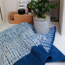 藍染紮染草木染桌布 indigo藍 餐墊雙面隔熱墊餐巾拍照道具小桌布 第5張的照片