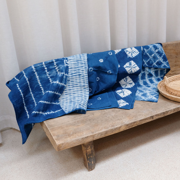 藍染紮染草木染桌布 indigo藍 餐墊雙面隔熱墊餐巾拍照道具小桌布 第6張的照片