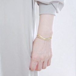 【兩裝黃銅手鐲 / 三種尺寸可選】「纖細X型」 SML 第3張的照片