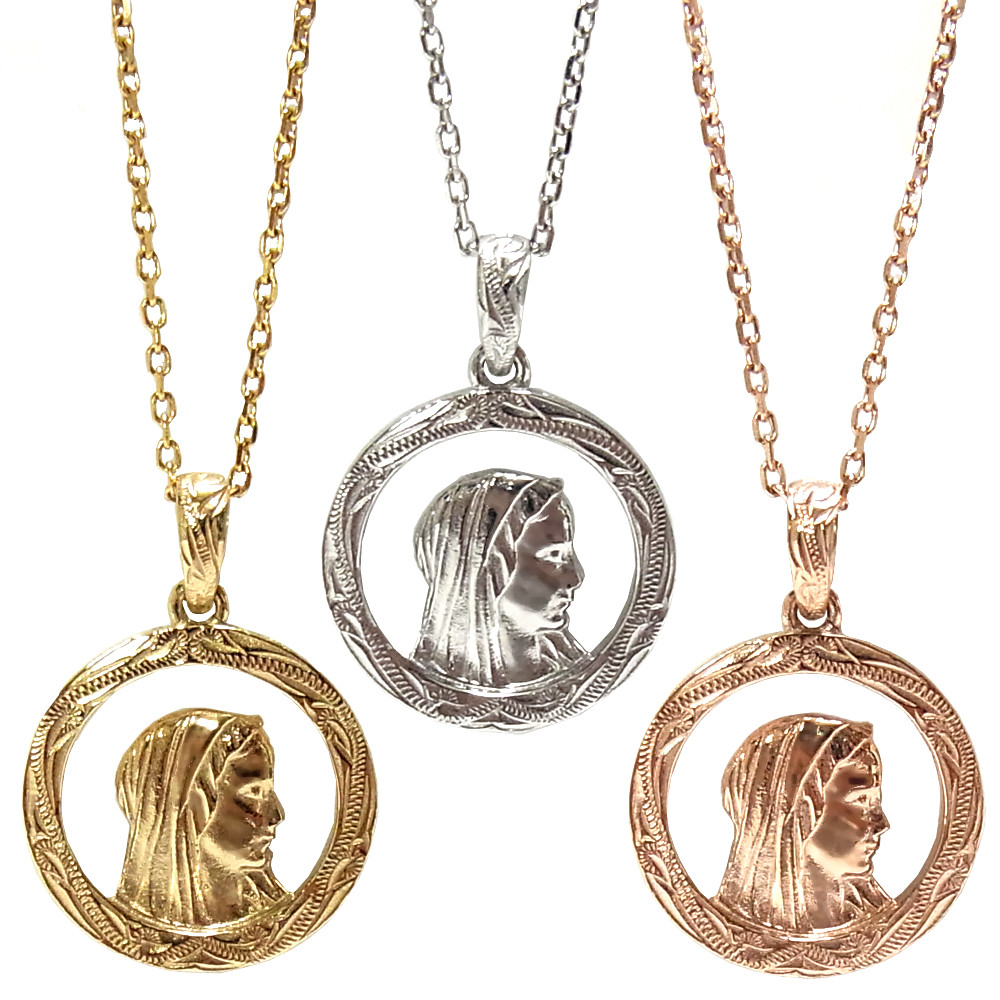 ハワイアンジュエリー ネックレス マリア ペンダント 金属アレルギー対応 サージカル ステンレス インスタ