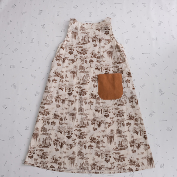 poplin two tone rough one piece landscape brown 第4張的照片