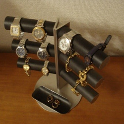 腕時計スタンド　ブラック12本掛け角度付きロングトレイスタンド　受注製作　No.141127 4枚目の画像