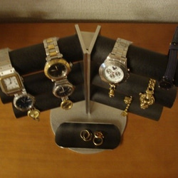腕時計スタンド　ブラック12本掛け角度付きロングトレイスタンド　受注製作　No.141127 3枚目の画像
