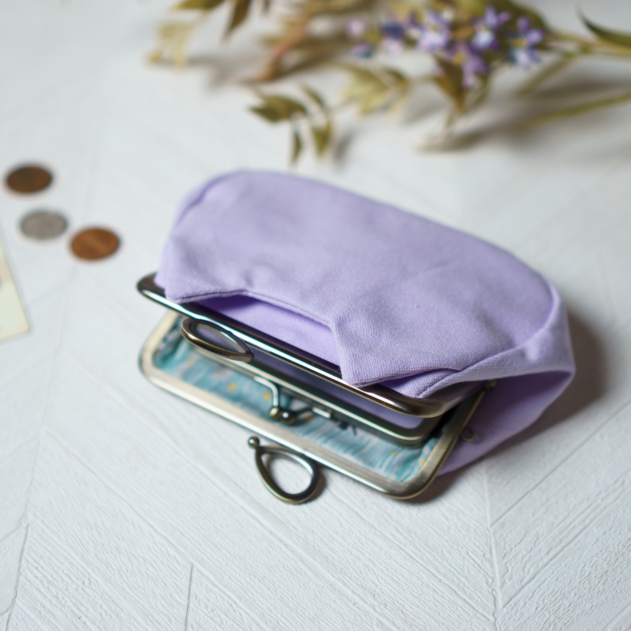 ラベンダー・アズネコ・親子がま口財布