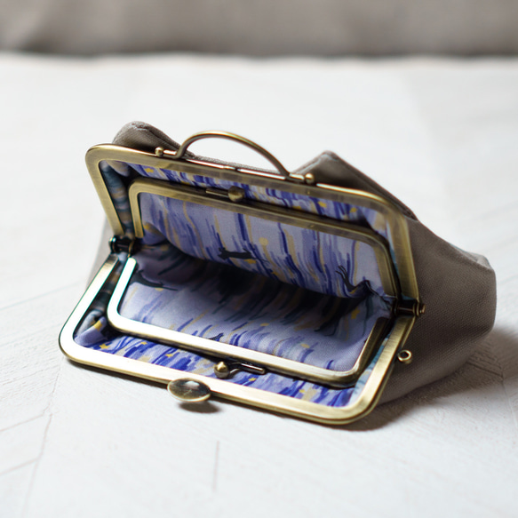 アズネコ・親子がま口財布・グレー 7枚目の画像