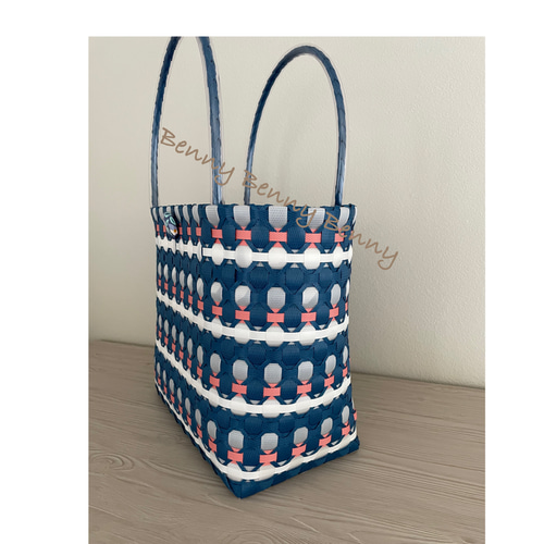 プラカゴ ネイビー&サーモンピンク Lサイズ ショッピング