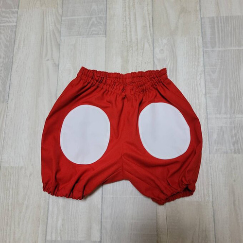 80〜130size 赤 白 かぼちゃパンツ ズボン しっぽ付き 子供服 moeuhane