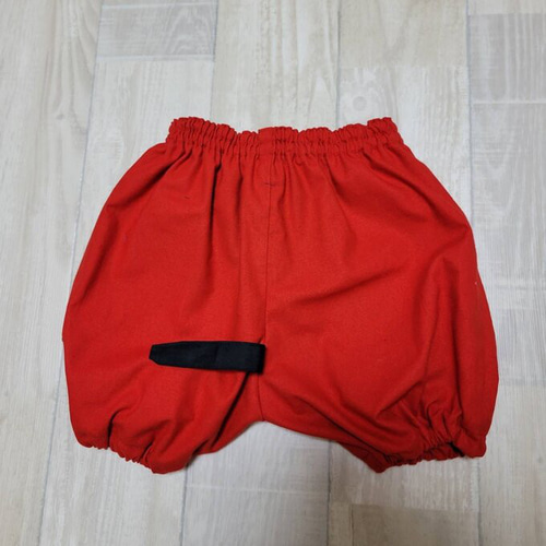 80〜130size 赤 白 かぼちゃパンツ ズボン しっぽ付き 子供服 moeuhane