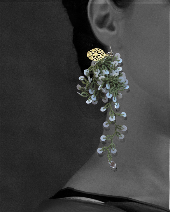 [定制] 耳環，foresta_moss 綠色 第2張的照片