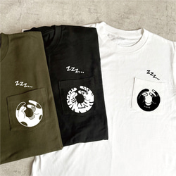 【名前可】まんまるネコ ポケットTシャツ 1枚目の画像