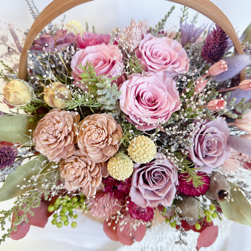 豪華 両面楽しめる 花籠︎✽表 ピンク・パープル系 裏 くすみ系 大人