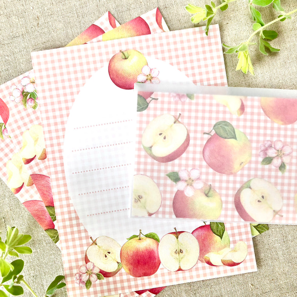 りんご  ミニレターセット 1枚目の画像