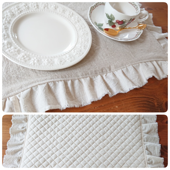 洗い込まれたラミーリネンとナチュラルコットン♪ミミフリルの