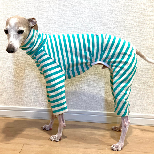 イタグレ服ハンドメイド 太ボーダーロンパース