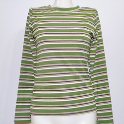 Multi Color Border Rib L/S Tops light green 長袖Tシャツ 緑 カジュアル 9枚目の画像