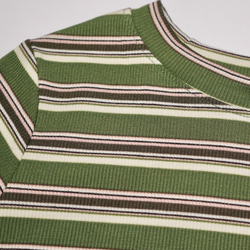 Multi Color Border Rib L/S Tops light green 長袖Tシャツ 緑 カジュアル 6枚目の画像