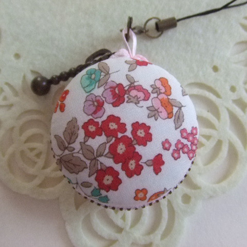 花*マカロンコインケース4cm(マカロンポーチ)ストラップ付 小銭入れ  