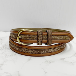 日本製 上質 20mm巾 ダイヤモンド パイソン ゴールド蛇革 ベルト