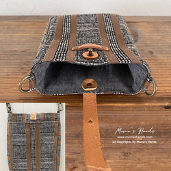 時尚義大利製造格倫格紋秋季棕色斜背包真皮智慧型手機保護套手拿包 第4張的照片